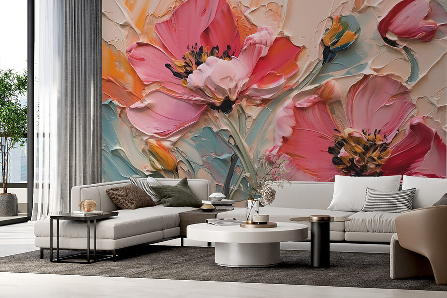 Schilderij van bloemen op een doek Schilderij van bloemen op een doek