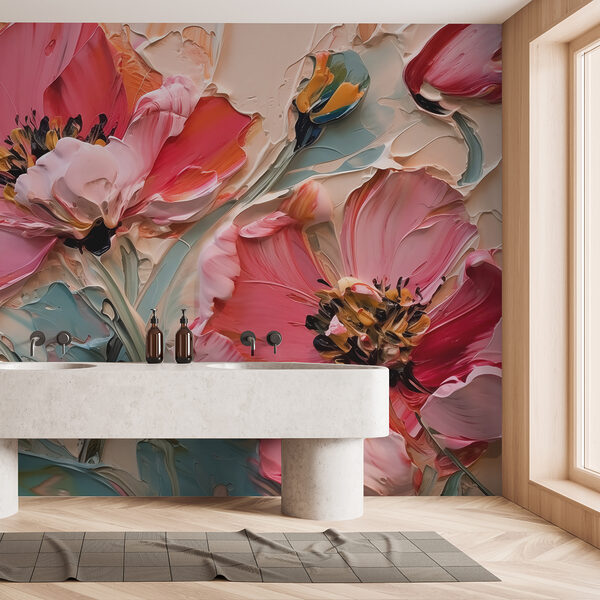 Schilderij van bloemen op een doek Schilderij van bloemen op een doek