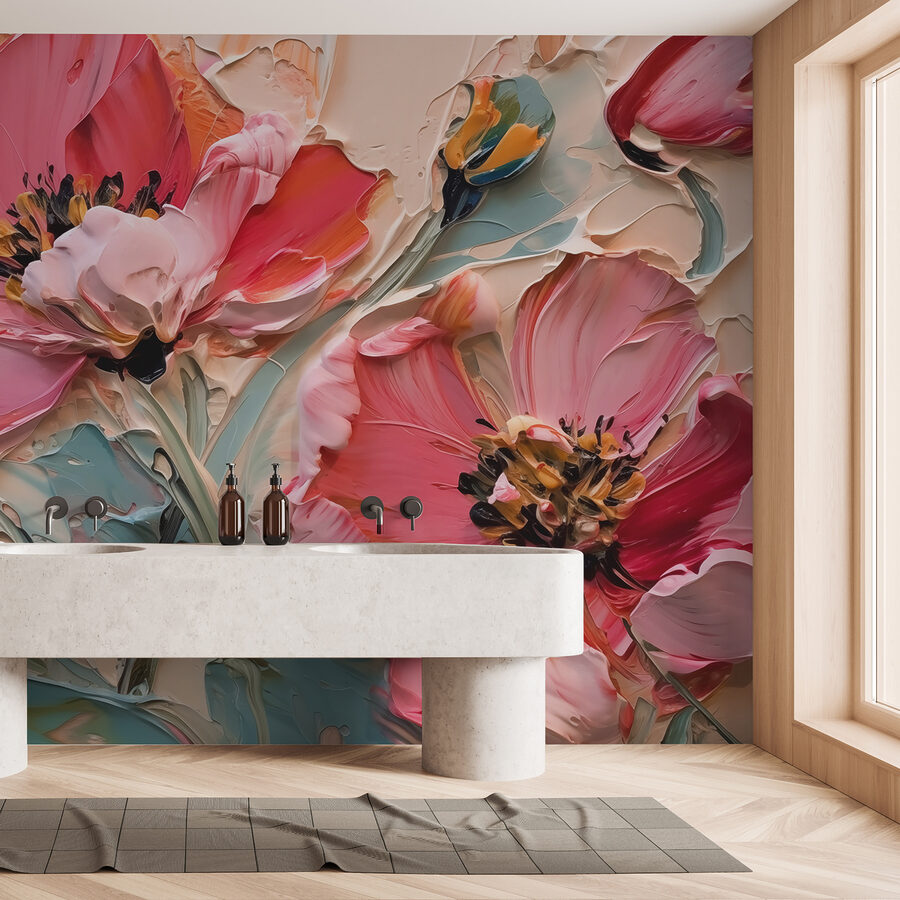 Schilderij van bloemen op een doek Schilderij van bloemen op een doek