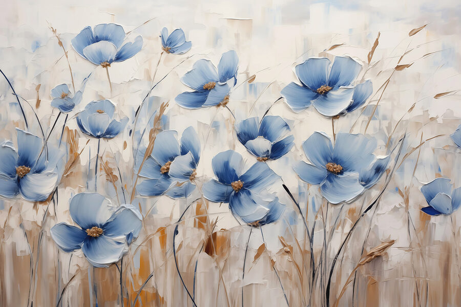 Painting of blue flowers Painting of blue flowers