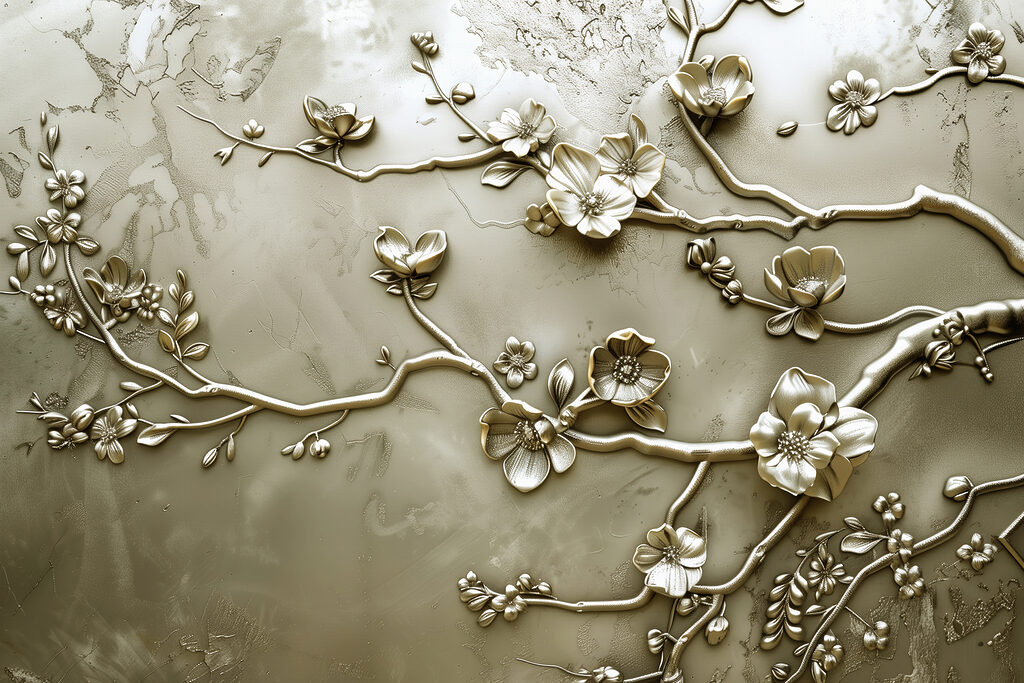 Muur met bloemen en takken Muur met bloemen en takken