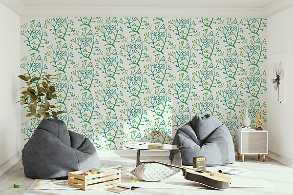 Patroon van groene en blauwe takken Patroon van groene en blauwe takken