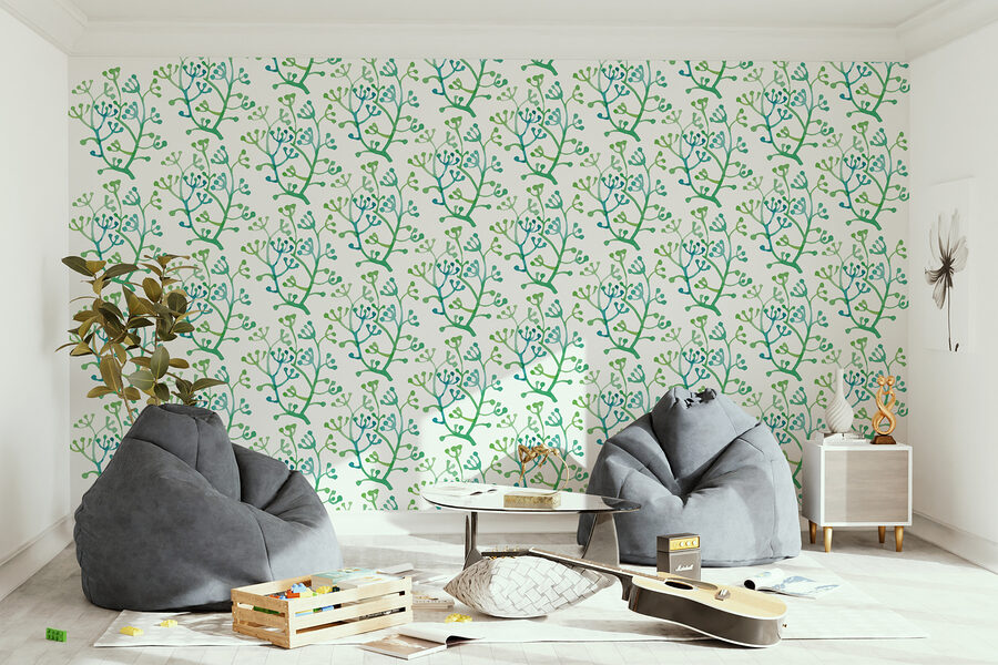 Patroon van groene en blauwe takken Patroon van groene en blauwe takken