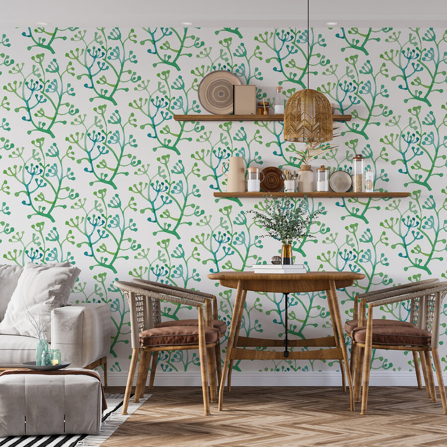 Patroon van groene en blauwe takken Patroon van groene en blauwe takken