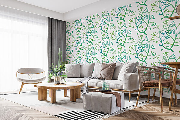 Patroon van groene en blauwe takken Patroon van groene en blauwe takken