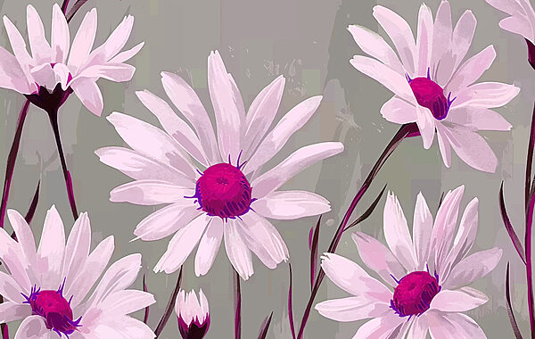 Groep witte bloemen met paars hart Groep witte bloemen met paars hart