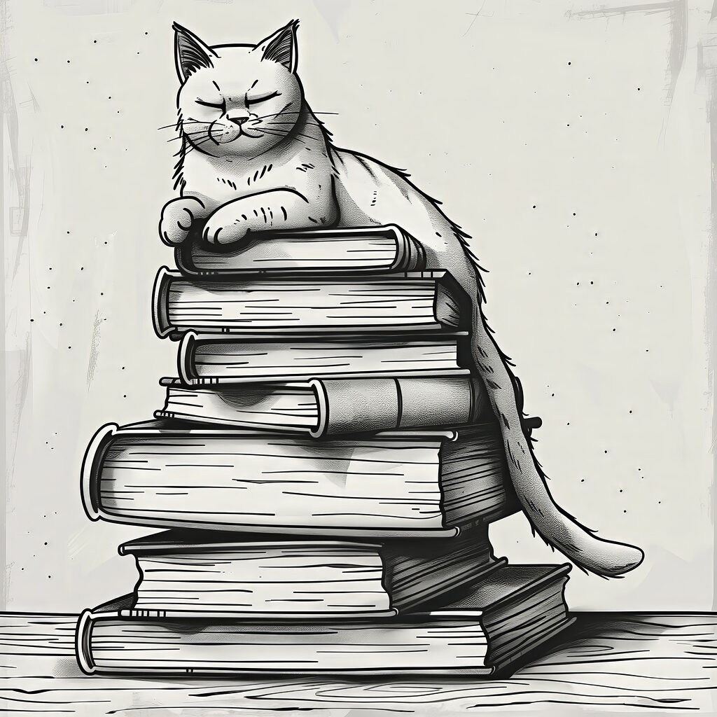 Cat sitting on a stack of books Cat sitting on a stack of books
