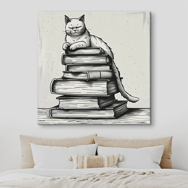 Kat zittend op een stapel boeken Kat zittend op een stapel boeken