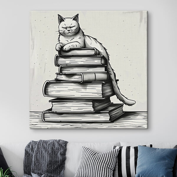 Kat zittend op een stapel boeken Kat zittend op een stapel boeken