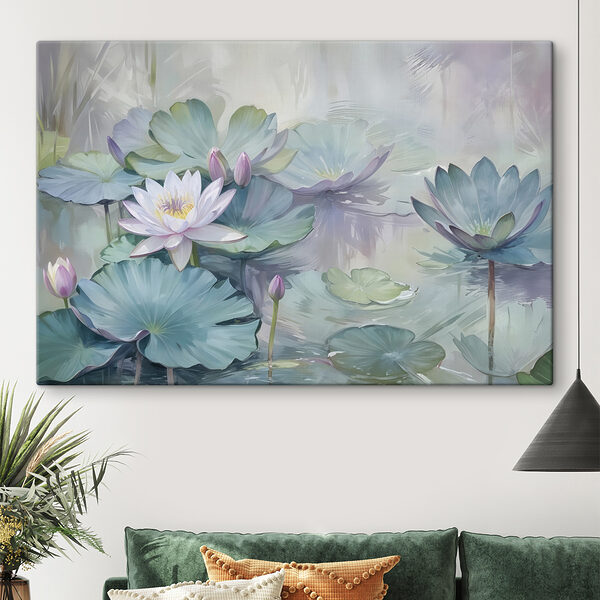 Schilderij van een bloem en bladeren Schilderij van een bloem en bladeren