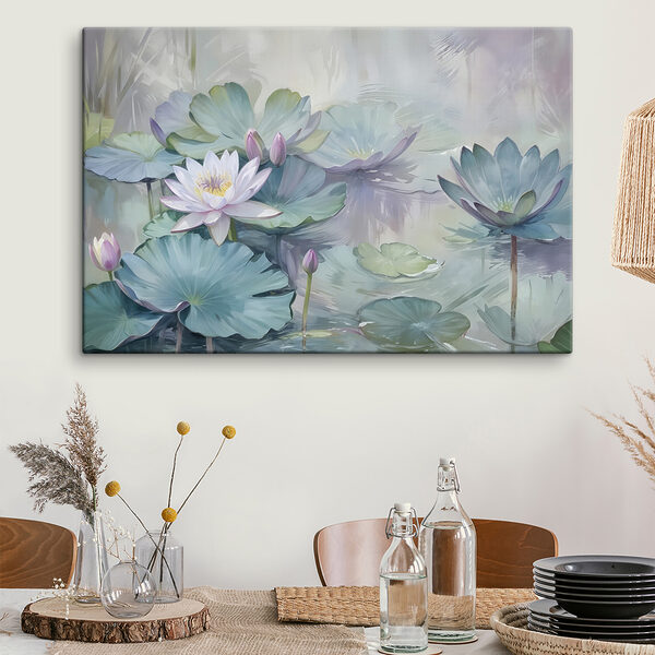 Schilderij van een bloem en bladeren Schilderij van een bloem en bladeren
