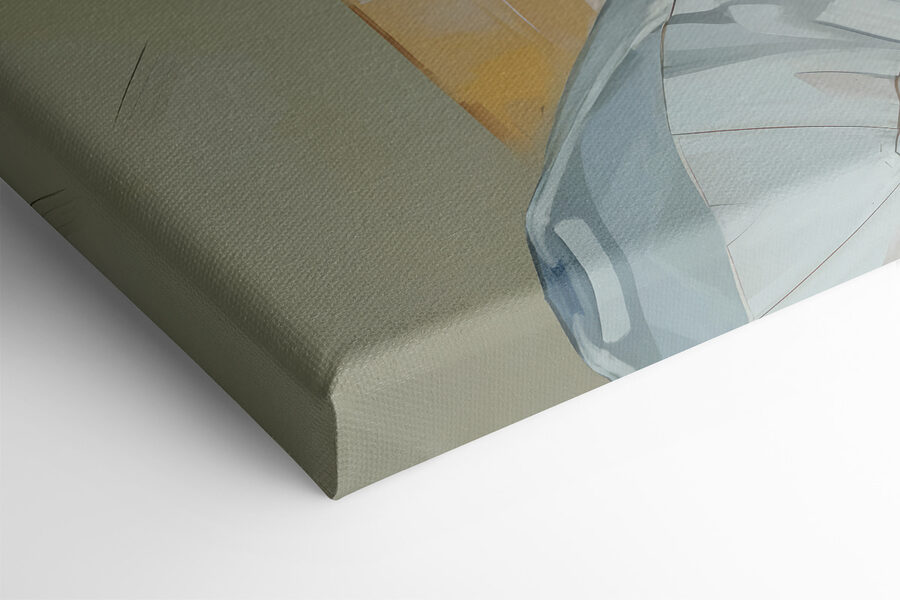 Vrouw met zwart haar en oranje en blauwe cirkels Vrouw met zwart haar en oranje en blauwe cirkels