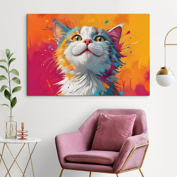 Kat met kleurrijke verfspatten Kat met kleurrijke verfspatten