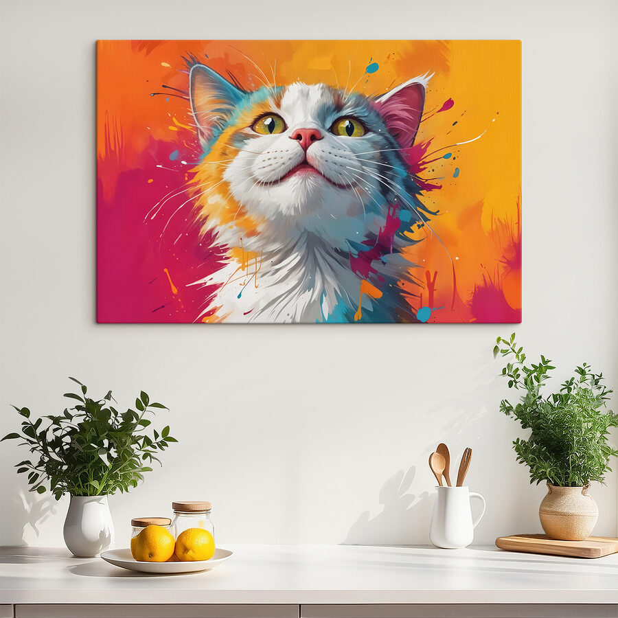 Kat met kleurrijke verfspatten Kat met kleurrijke verfspatten