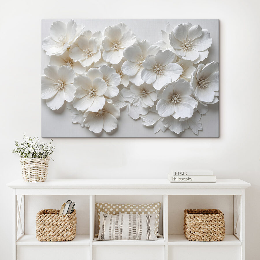 Canvas Schilderijen Groep witte bloemen - Afbeelding 2