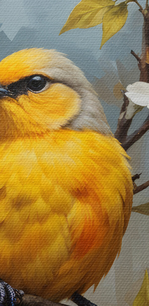 Vogel op een tak met bloemen Vogel op een tak met bloemen