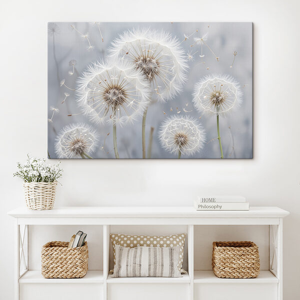 Groep paardenbloemen met vliegende zaden Groep paardenbloemen met vliegende zaden