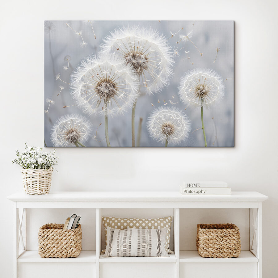Groep paardenbloemen met vliegende zaden Groep paardenbloemen met vliegende zaden
