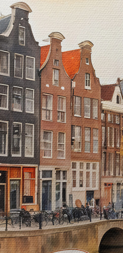 Aquarel van een kanaal met boten en gebouwen s40561pzvl 499x1024 - Aquarel van een kanaal met boten en gebouwen