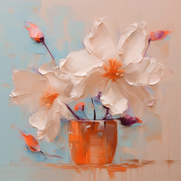 Schilderij van bloemen in een vaas Schilderij van bloemen in een vaas