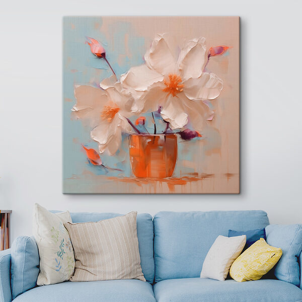 Schilderij van bloemen in een vaas Schilderij van bloemen in een vaas