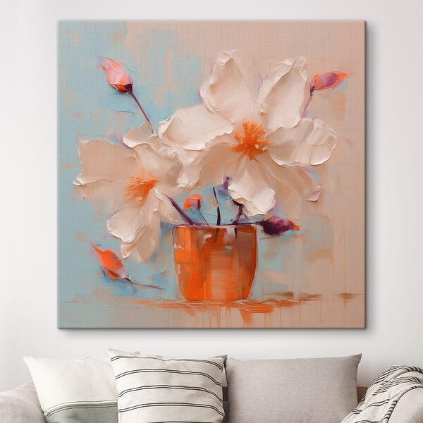 Schilderij van bloemen in een vaas Schilderij van bloemen in een vaas