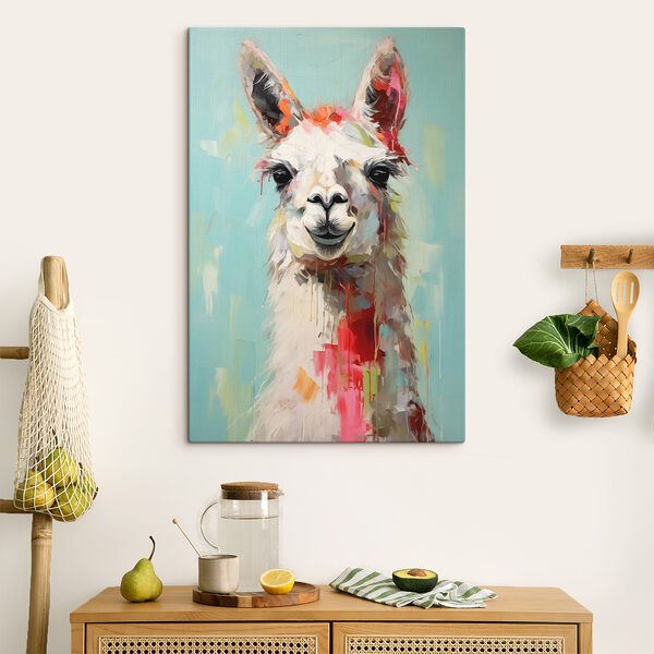 Schilderij van een lama Schilderij van een lama