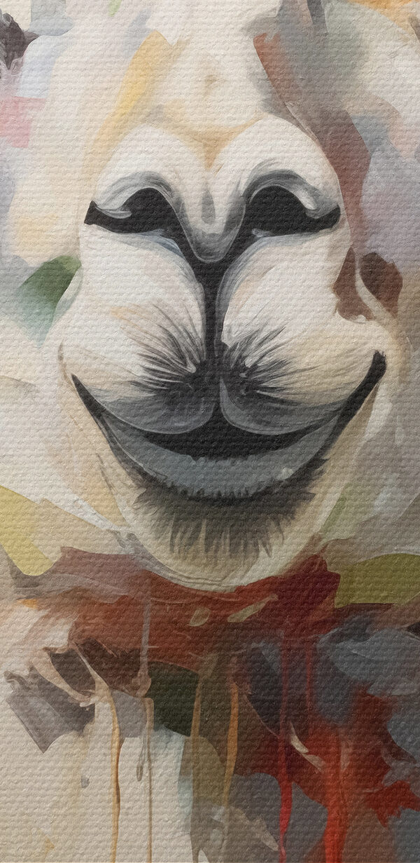 Schilderij van een lama Schilderij van een lama