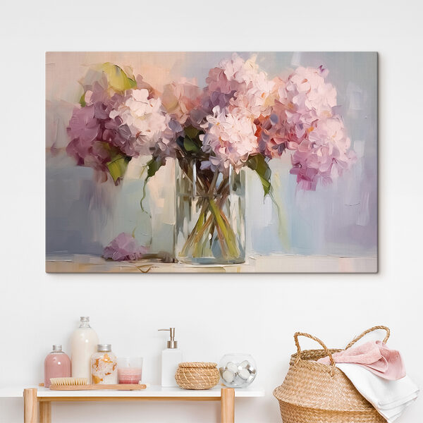 Schilderij van bloemen in een glazen vaas Schilderij van bloemen in een glazen vaas