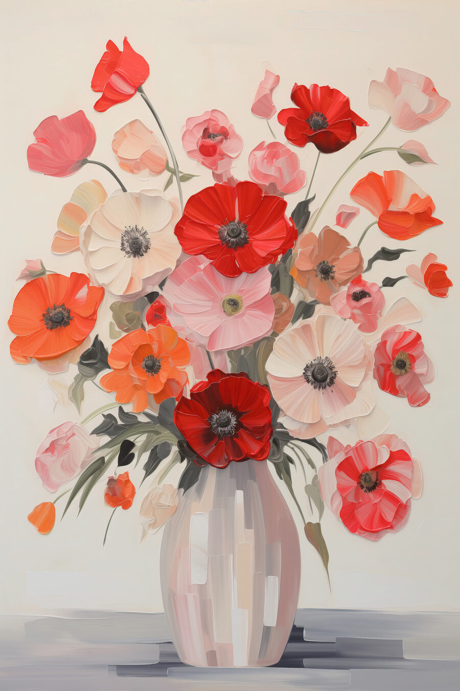 Schilderij van bloemen in een vaas