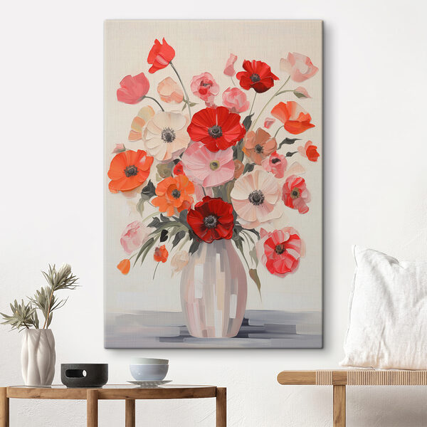 Schilderij van bloemen in een vaas Schilderij van bloemen in een vaas