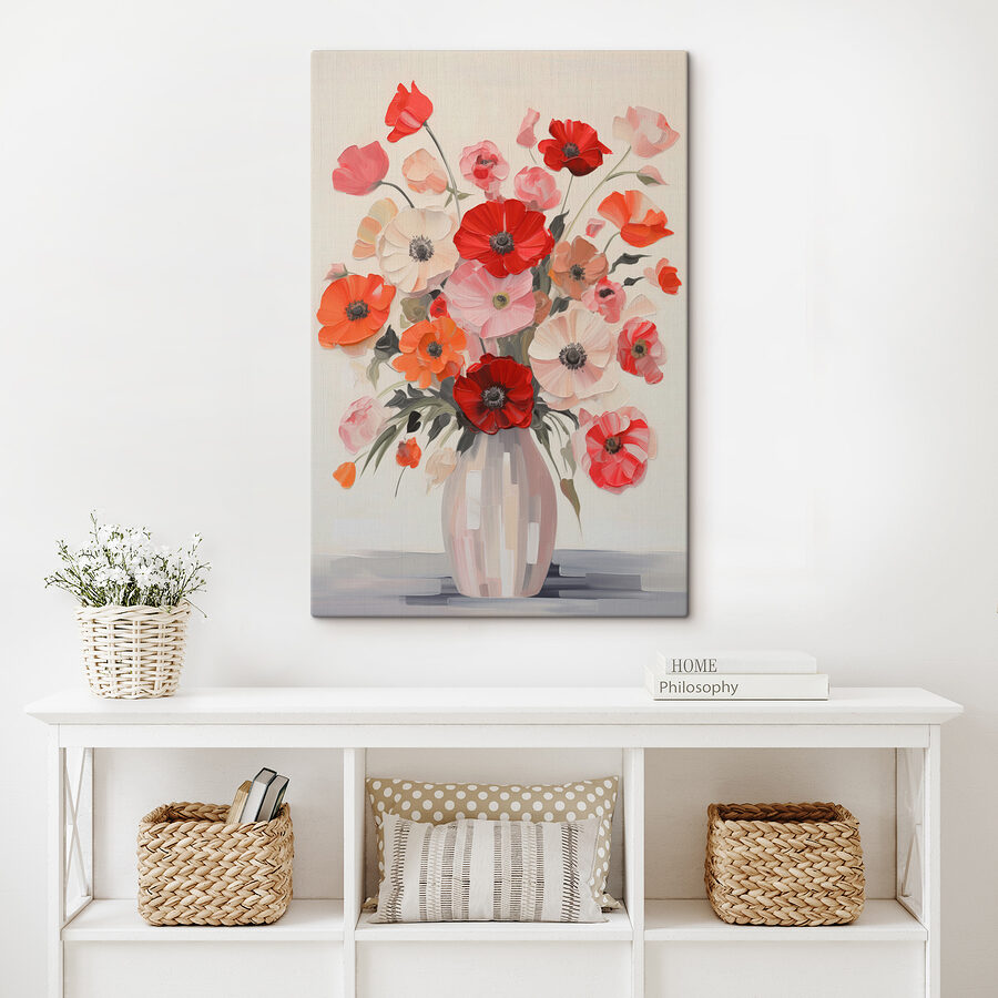 Schilderij van bloemen in een vaas