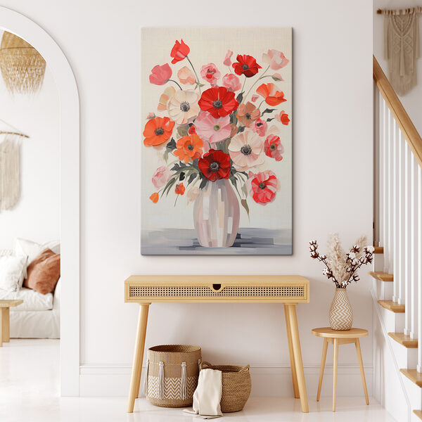Schilderij van bloemen in een vaas Schilderij van bloemen in een vaas