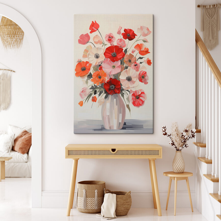Schilderij van bloemen in een vaas