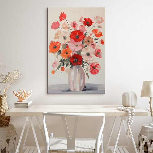 Schilderij van bloemen in een vaas Schilderij van bloemen in een vaas
