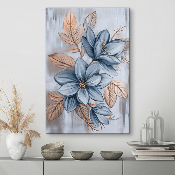 Schilderij van bloemen en bladeren Schilderij van bloemen en bladeren