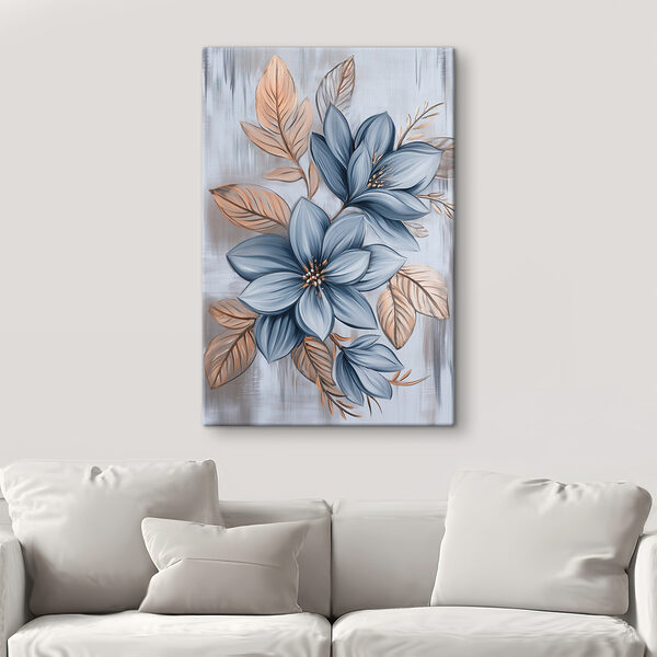 Schilderij van bloemen en bladeren Schilderij van bloemen en bladeren