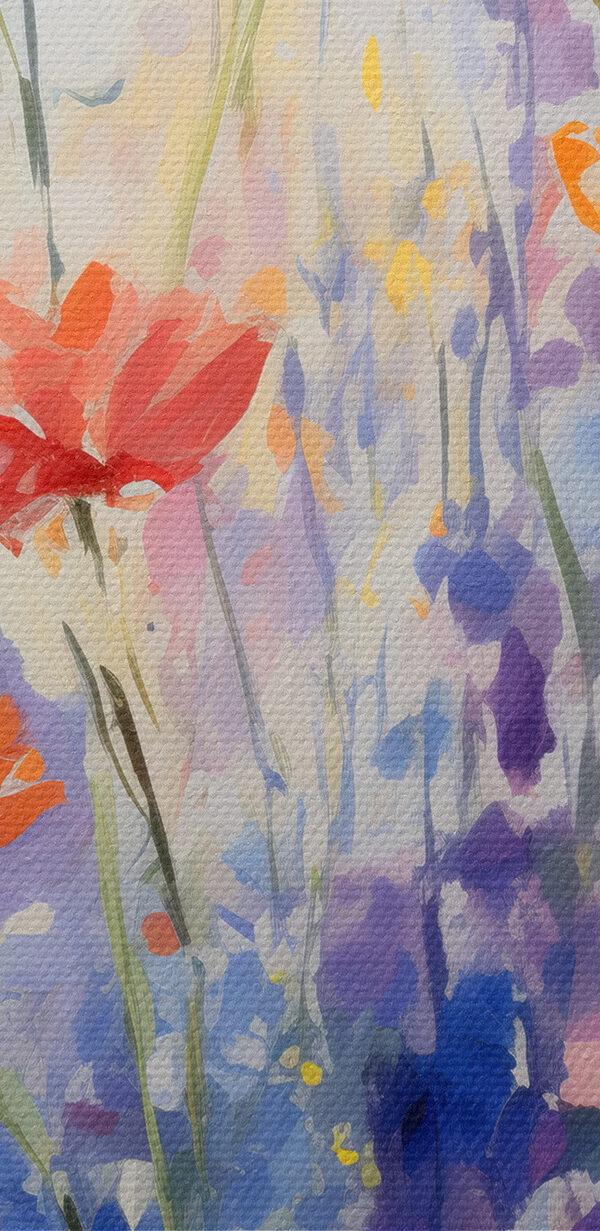 Schilderij van bloemen in een veld Schilderij van bloemen in een veld