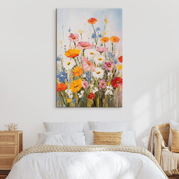 Schilderij van bloemen op een muur Schilderij van bloemen op een muur