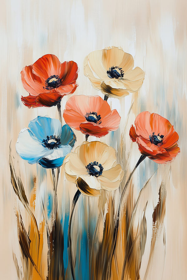 Schilderij van bloemen op een doek Schilderij van bloemen op een doek