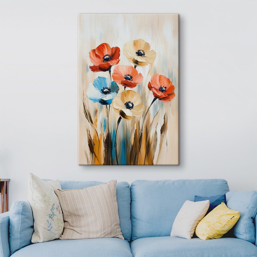 Schilderij van bloemen op een doek