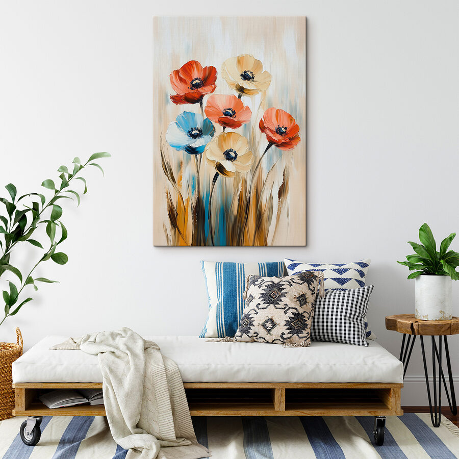 Schilderij van bloemen op een doek