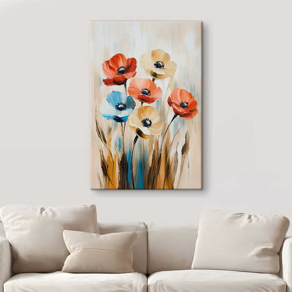 Schilderij van bloemen op een doek Schilderij van bloemen op een doek