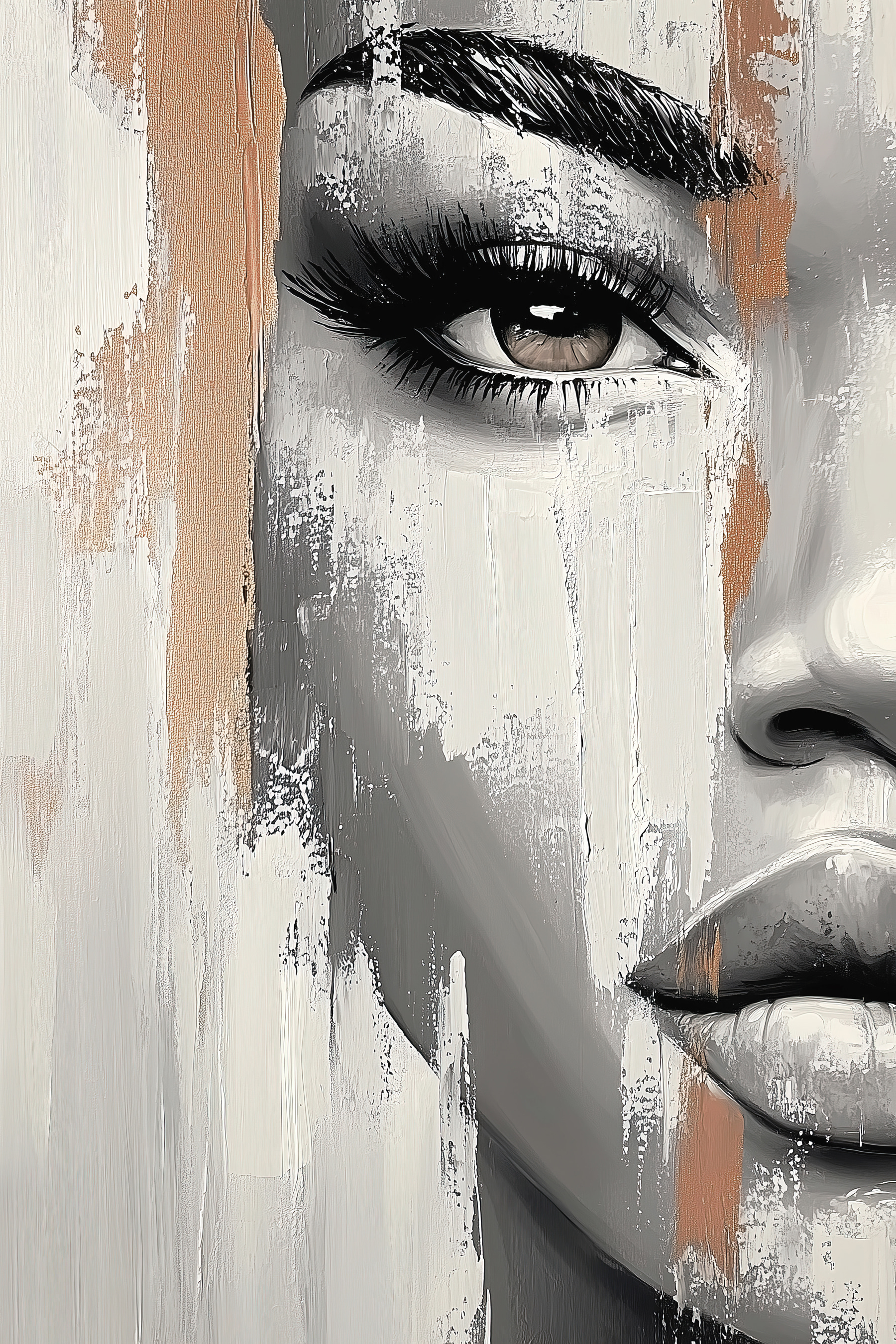 Woman's face with a paint stain