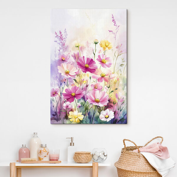 Schilderij van bloemen in een veld Schilderij van bloemen in een veld