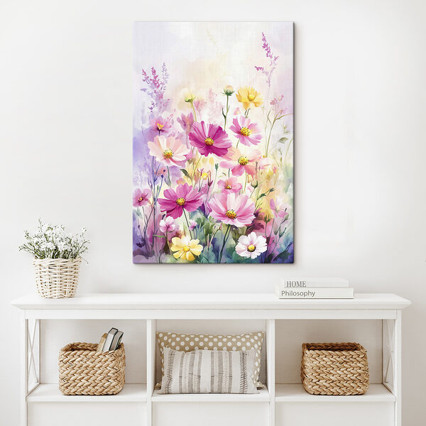 Schilderij van bloemen in een veld Schilderij van bloemen in een veld