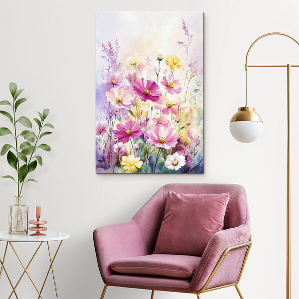 Schilderij van bloemen in een veld Schilderij van bloemen in een veld