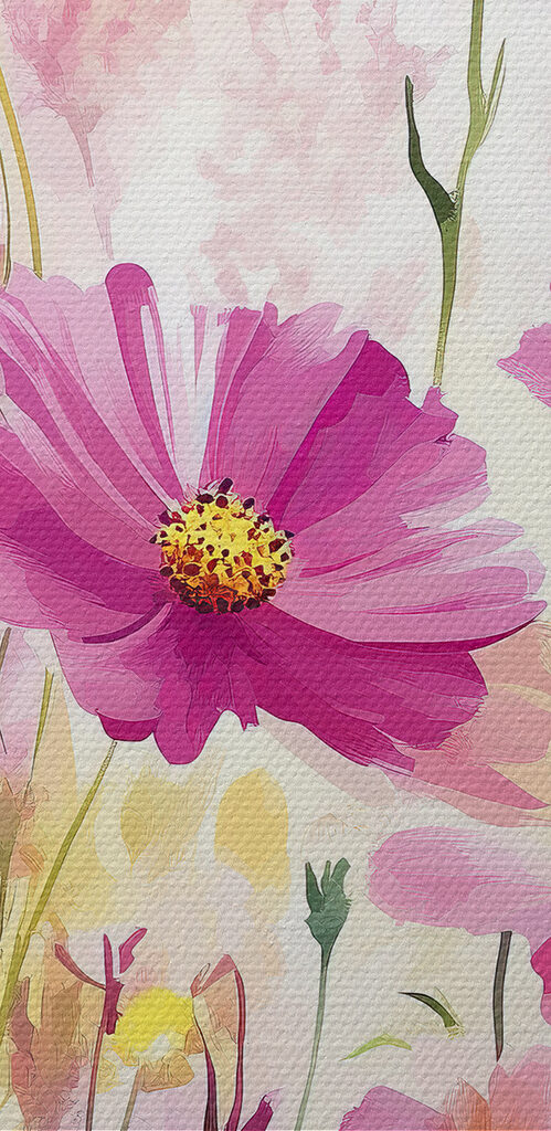 Painting of flowers in a field