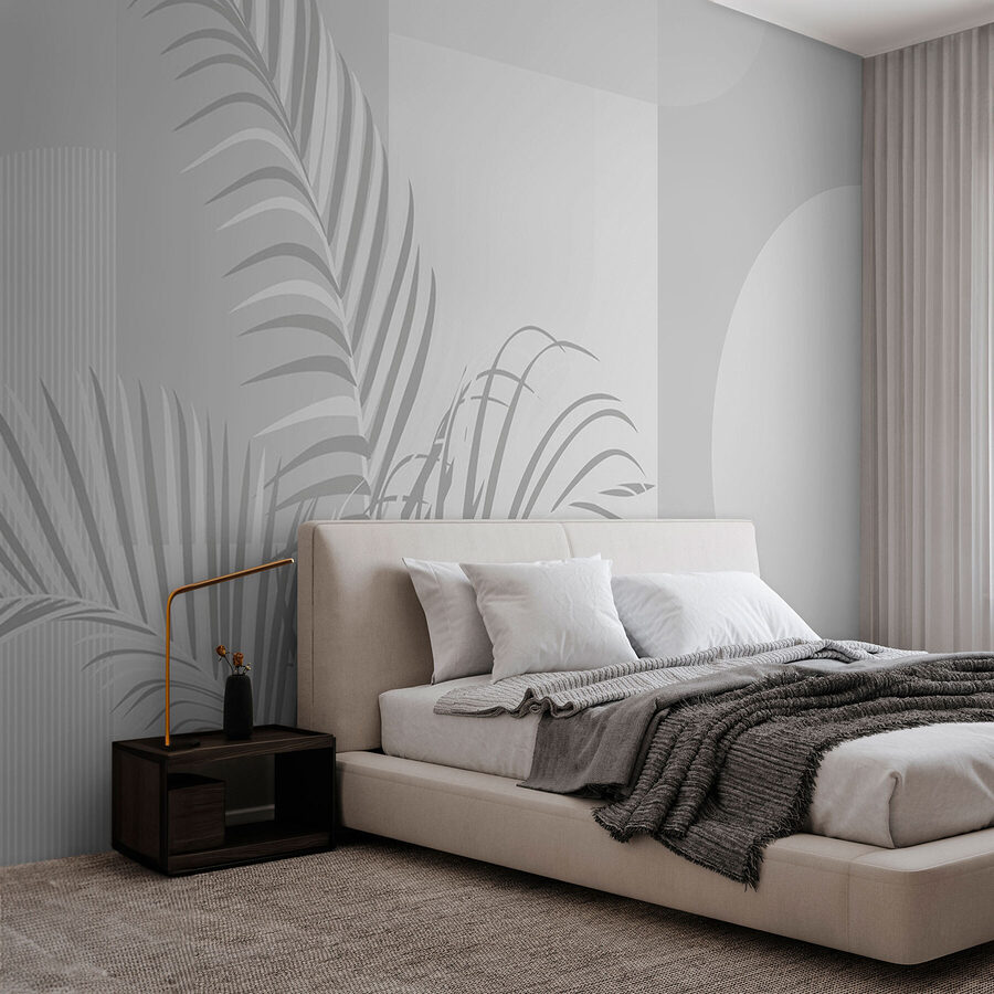 Elegante palmbladeren op zachte achtergrond.