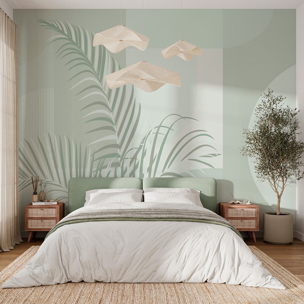 Elegant palm leaves with soft tones